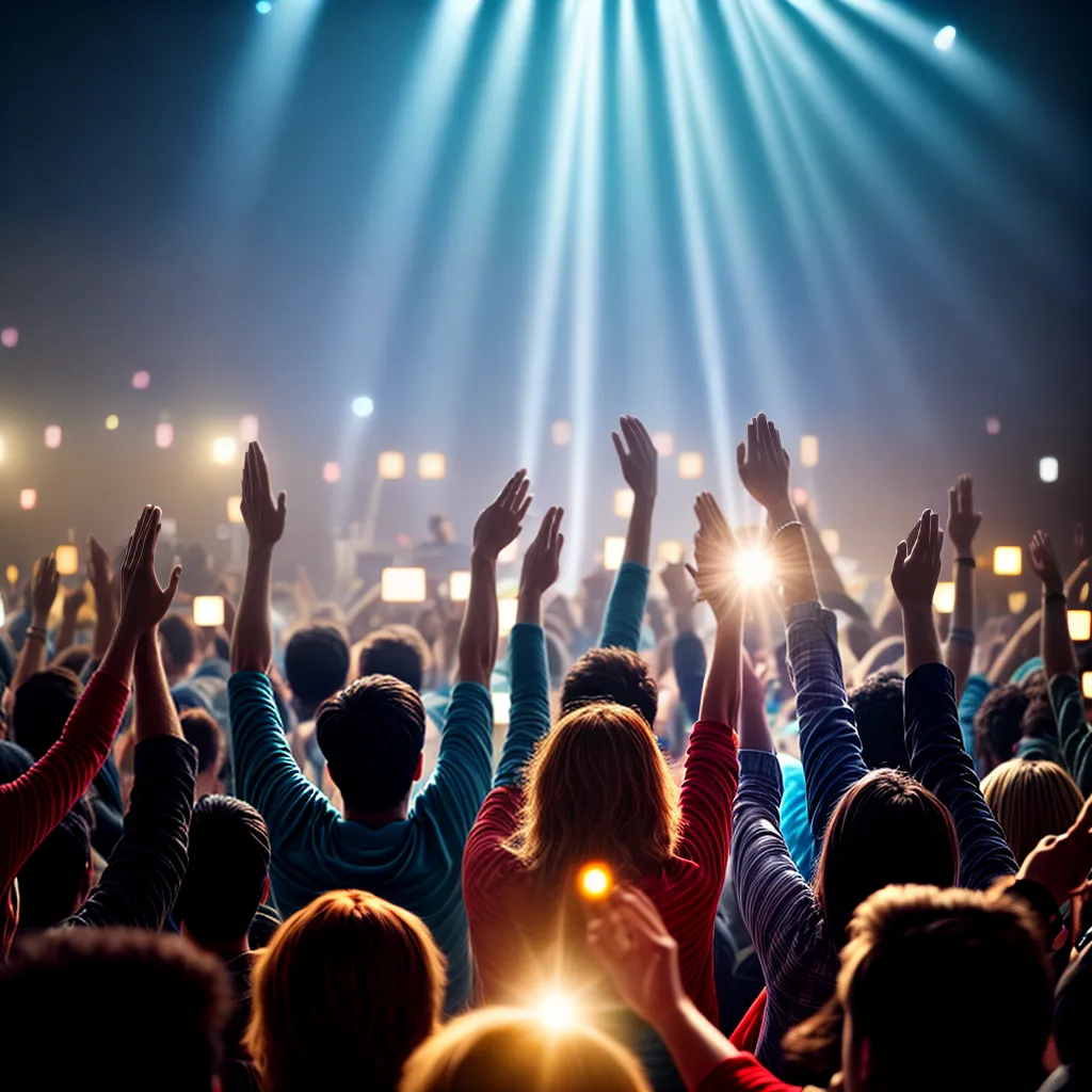 Fotos adoracao gospel raios luz multidao