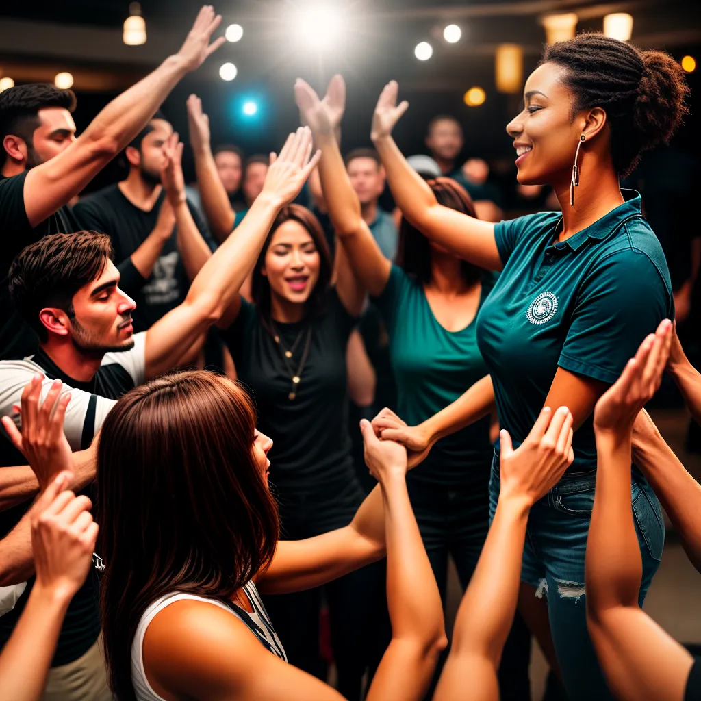 Fotos adoracao grupo maos elevadas