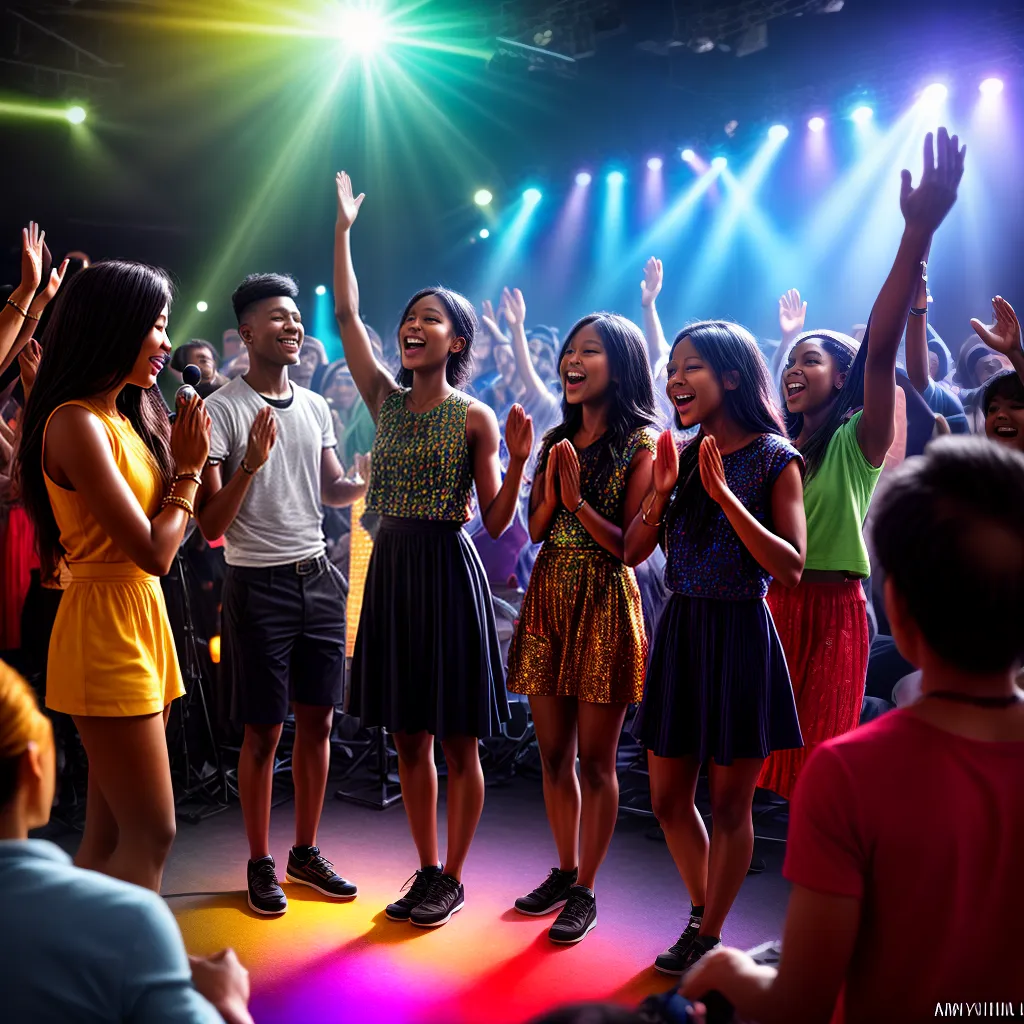 Fotos adoracao luzes coloridas multidao