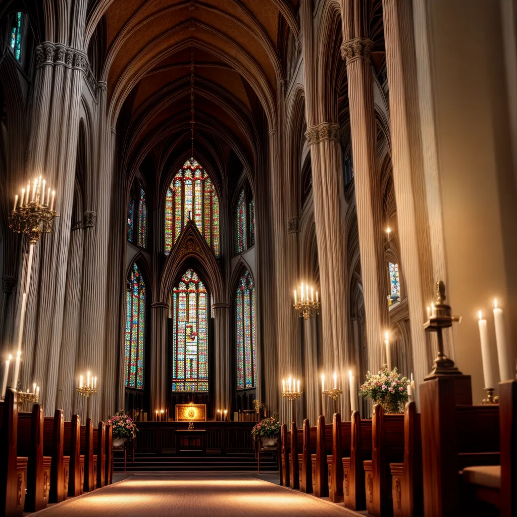 Fotos altar igreja decorado velas flores 1