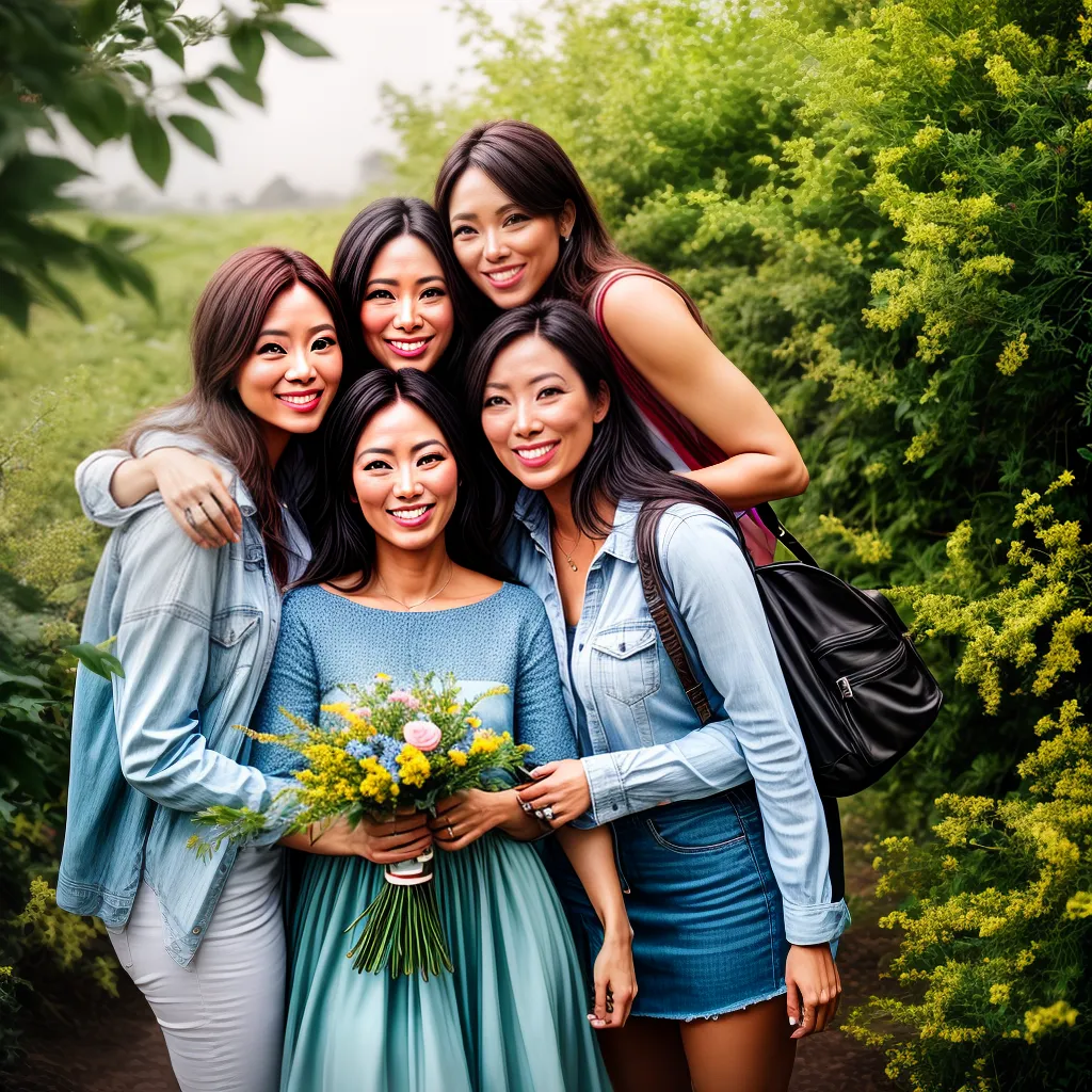 Fotos amigos sorrindo circulo flores cristao