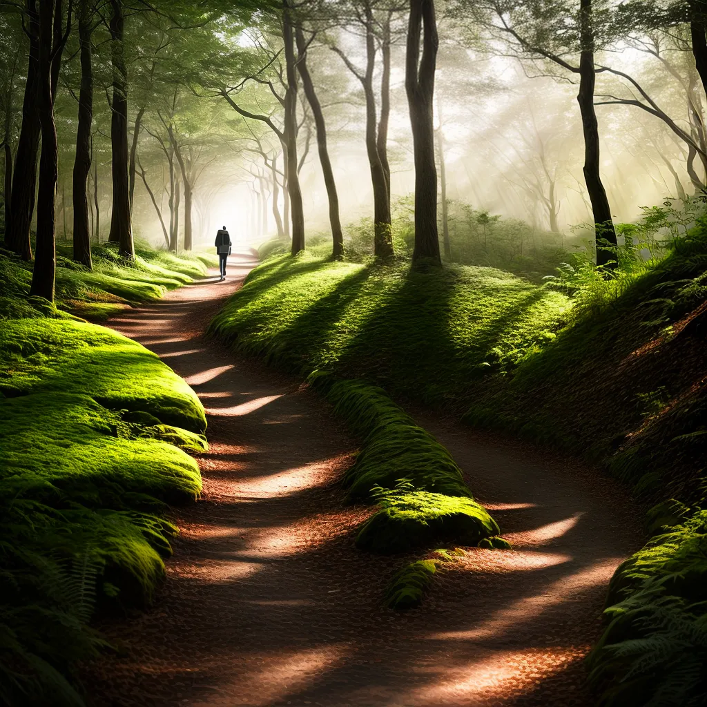A jornada do autoconhecimento e crescimento espiritual 6 Fotos caminhada floresta livros espiritualidade