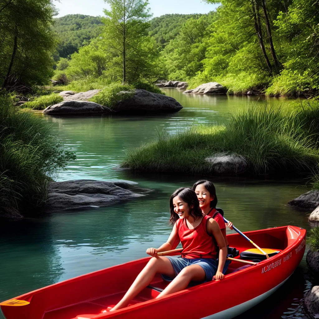 Fotos canoa familia lago sol sorrisos