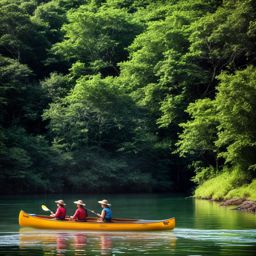 Fotos canoa familia rio natureza sol