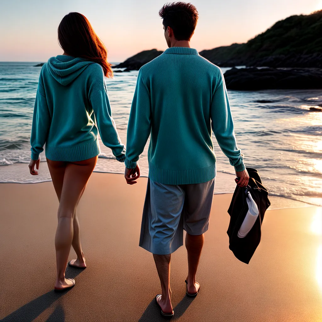 Fotos casal andando praia por do sol 3