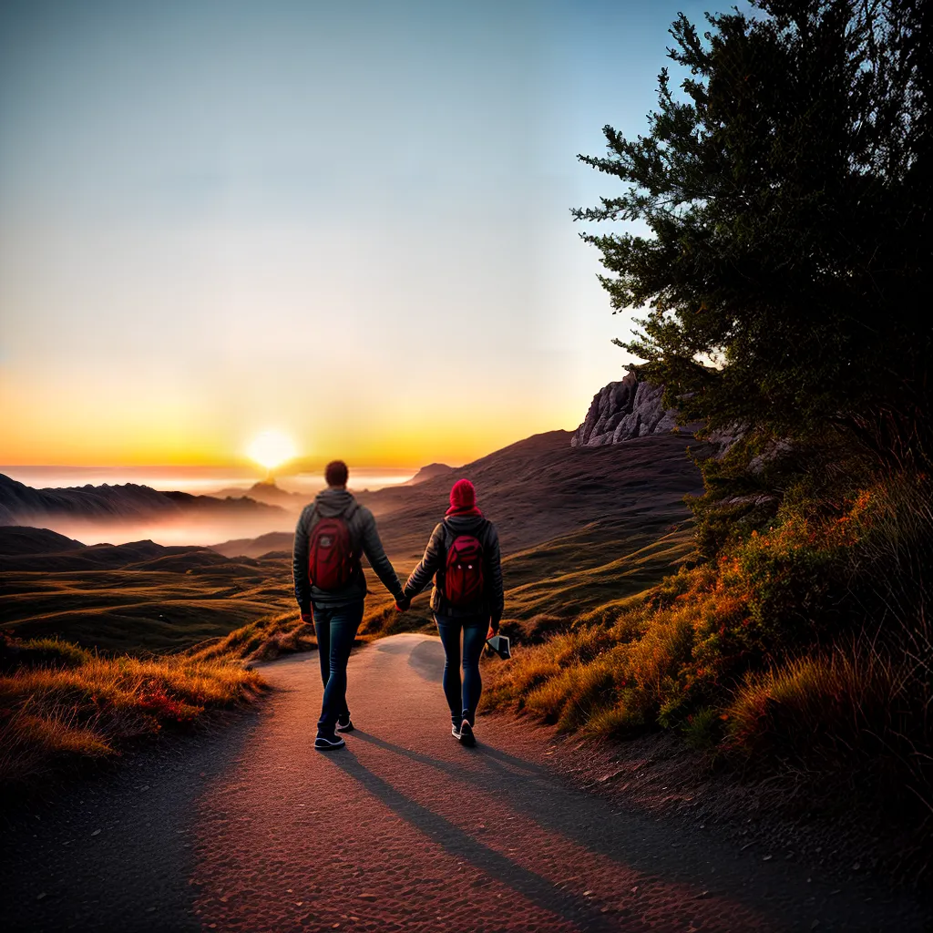 Fotos casal caminhada por do sol amor 1