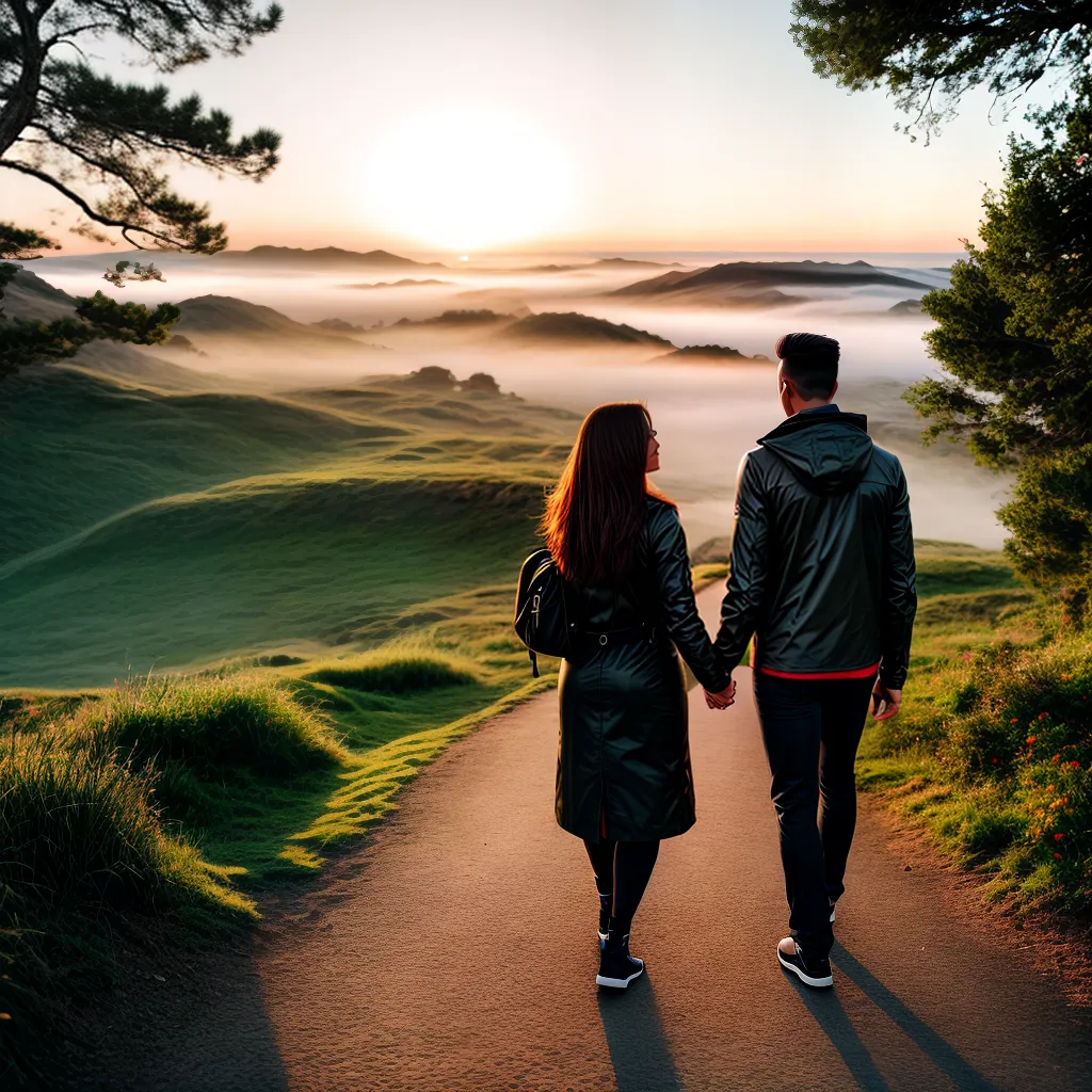 Fotos casal caminhada por do sol fe em deus