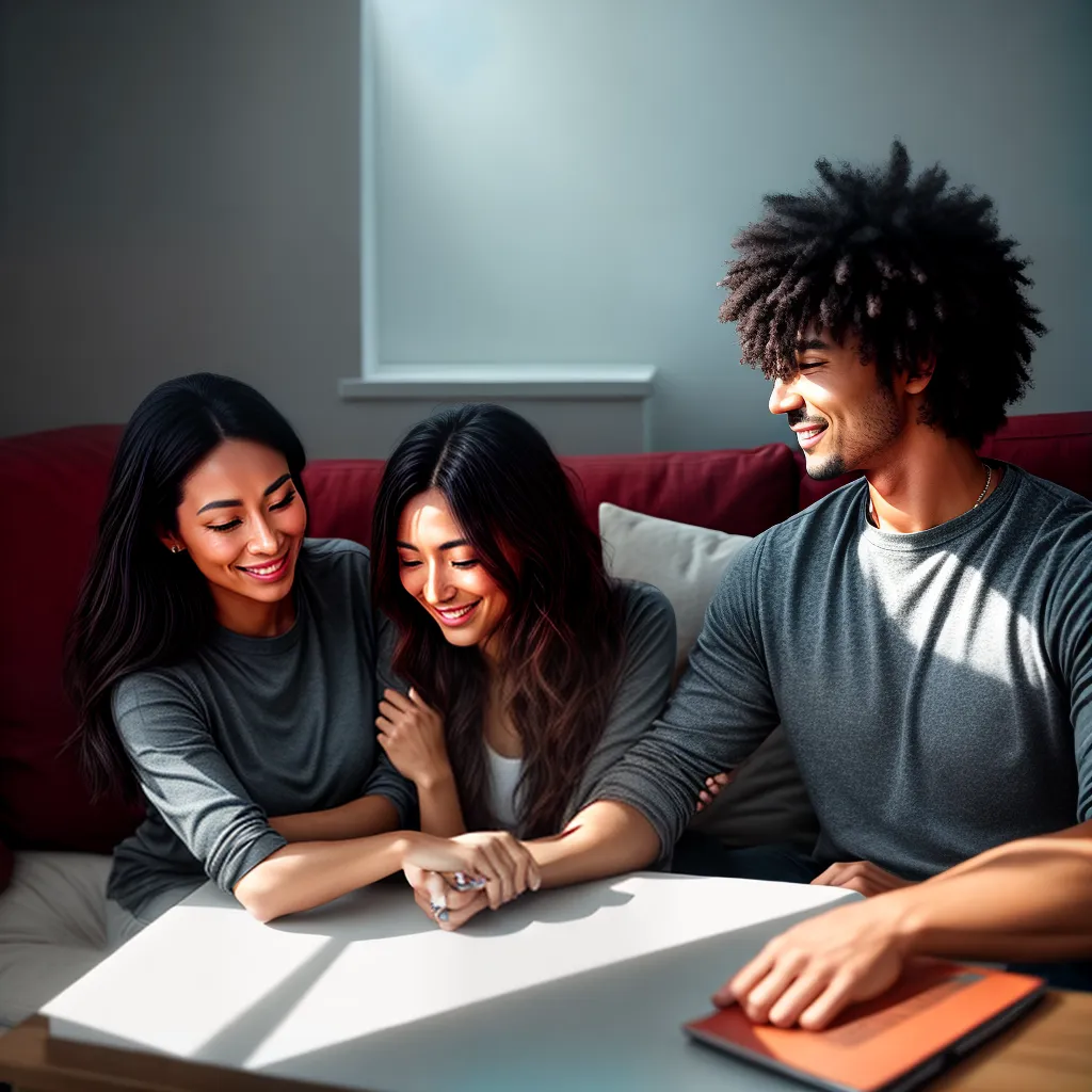 Fotos casal conversa sofa sorriso