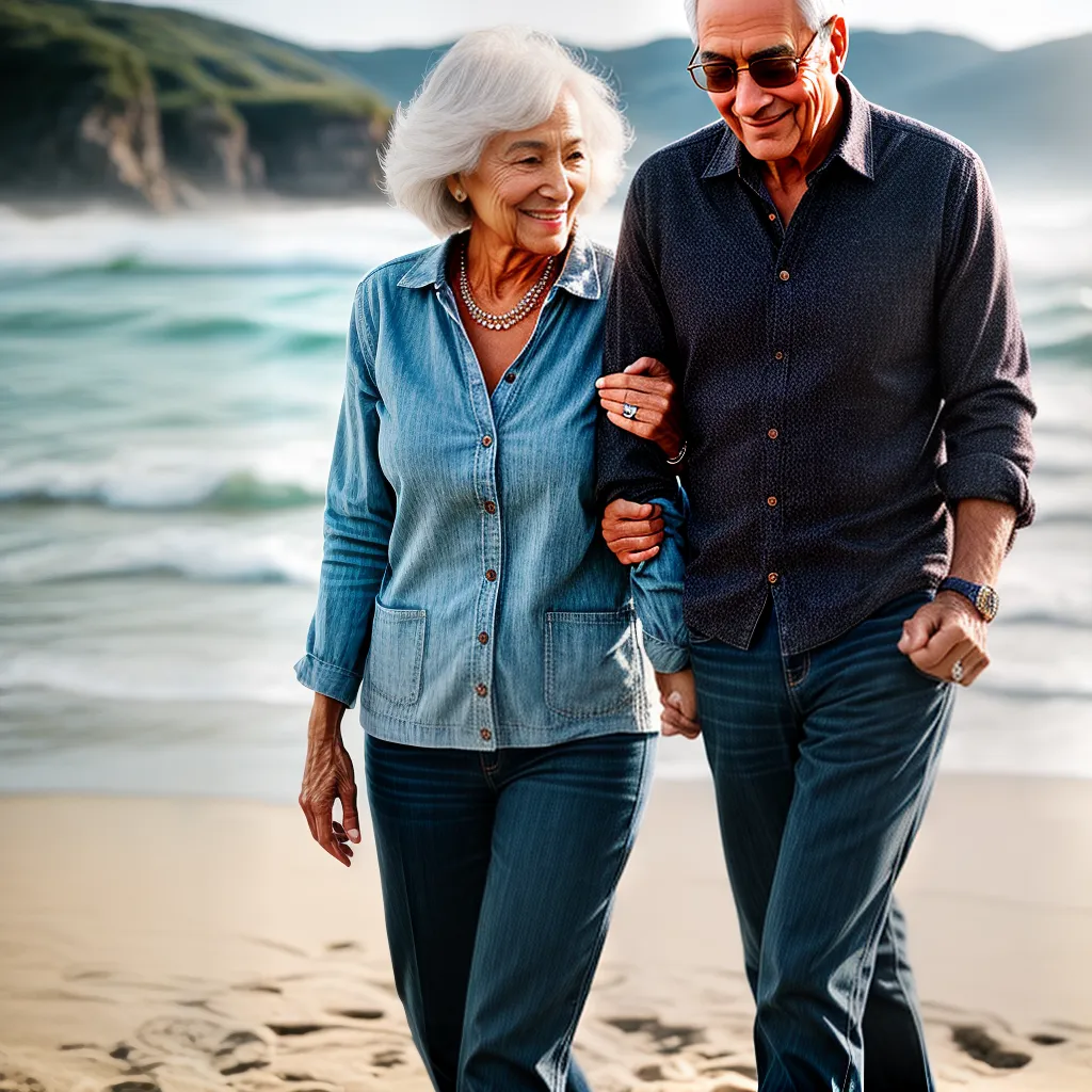 Fotos casal idoso amor praia sorriso