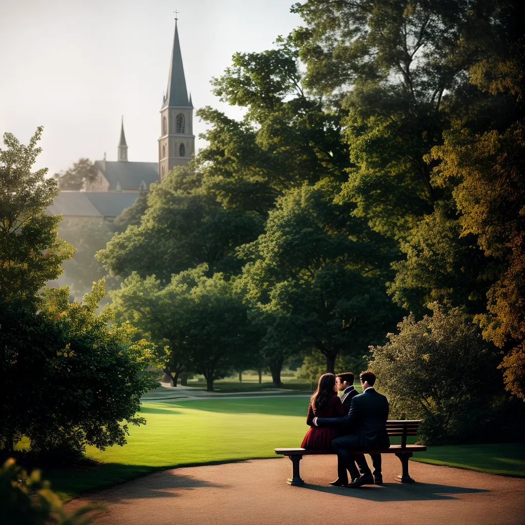 Fotos casal jovem banco parque igreja
