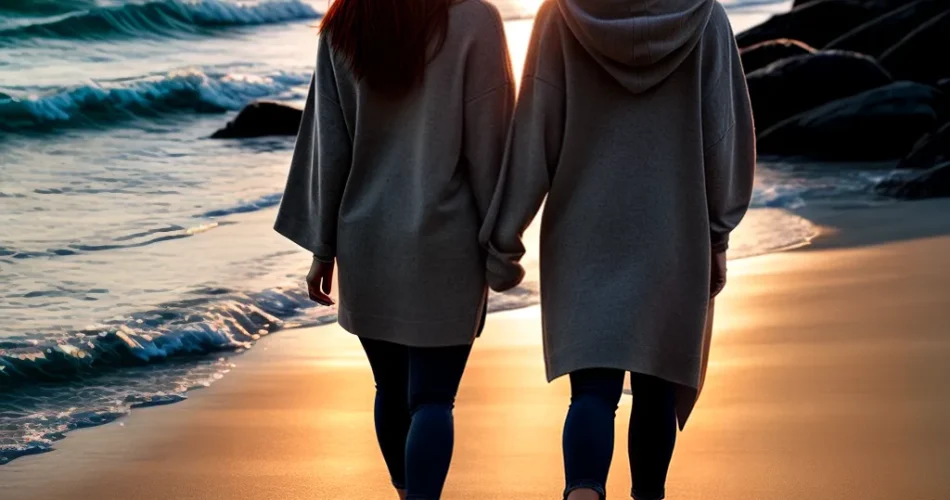 Fotos casal passeio por do sol praia