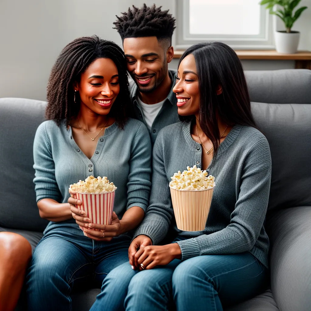 Fotos casal sofa pipoca complicidade