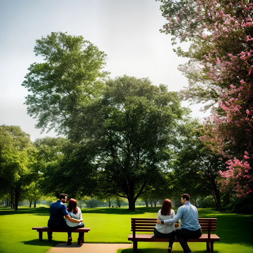 Fotos casal sorriso banco parque flores 1