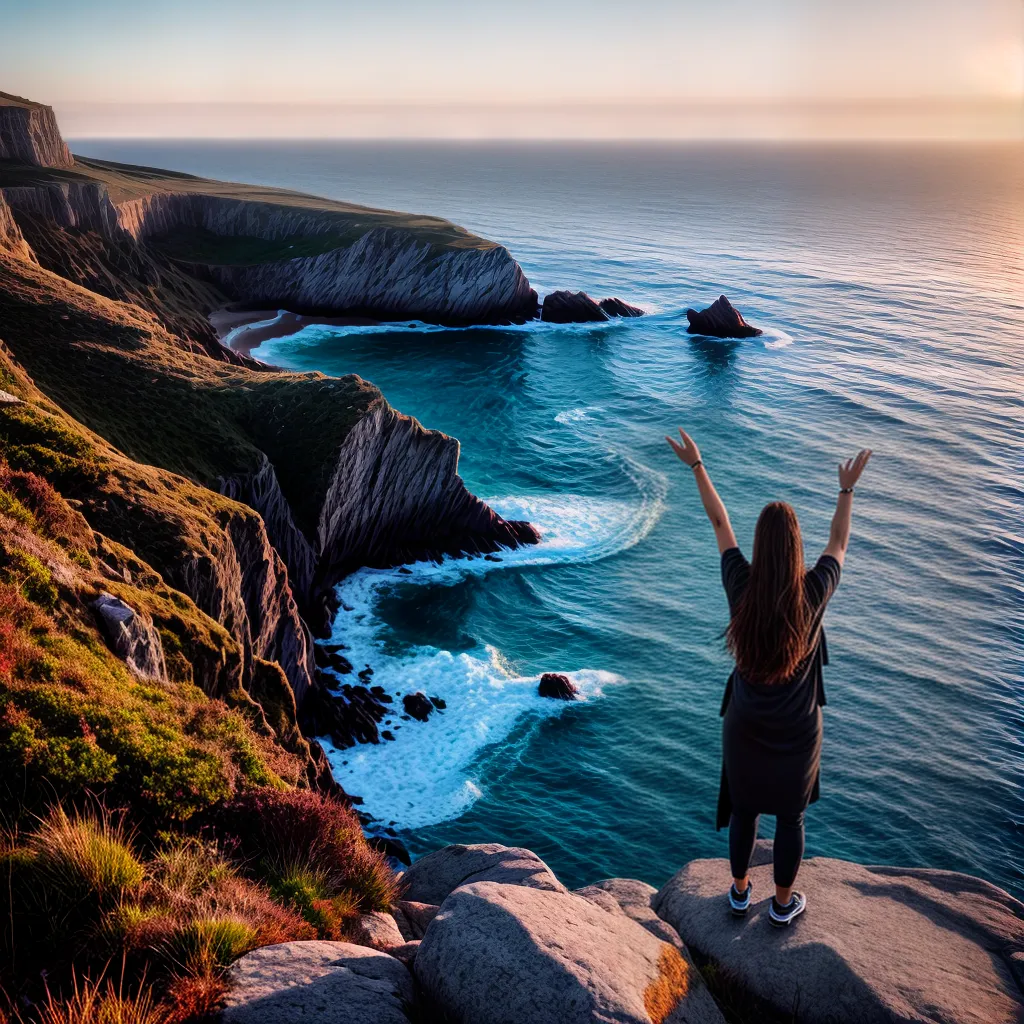 Fotos cliff por do sol oceano fe em deus