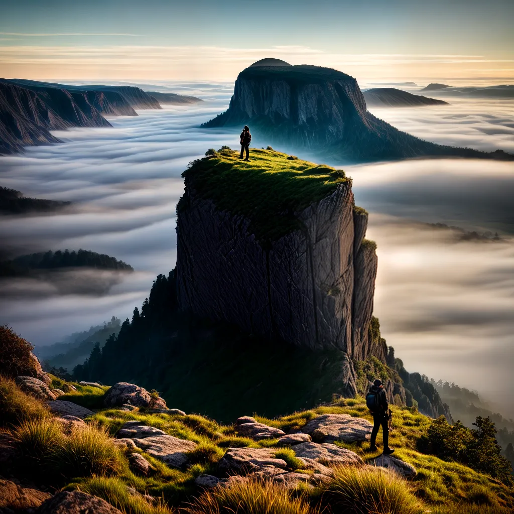 Fotos cliff vista nebulosa silhueta luz