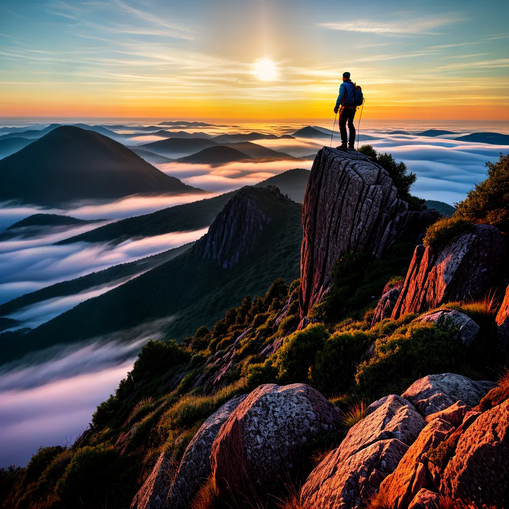 Fotos escalada por do sol determinacao