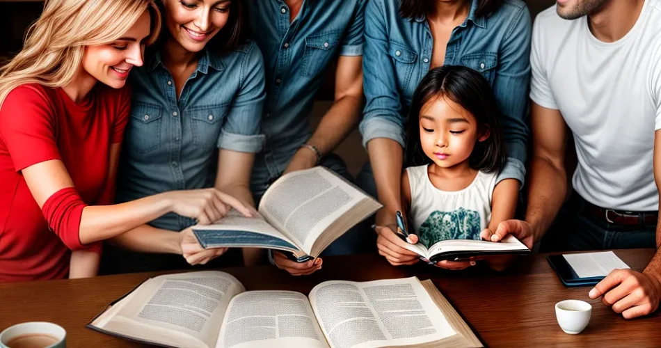 Fotos familia leitura biblia sorrisos livros