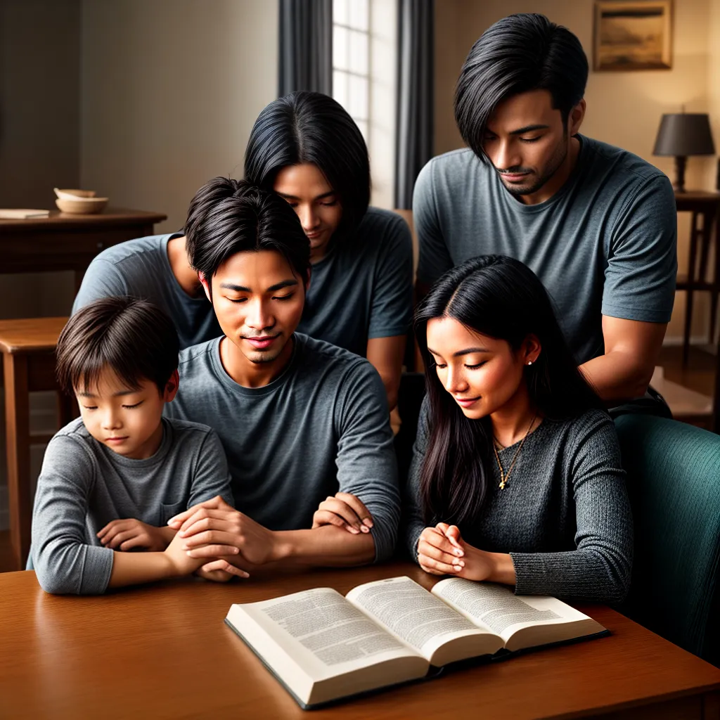 Fotos familia oracao biblia cruz