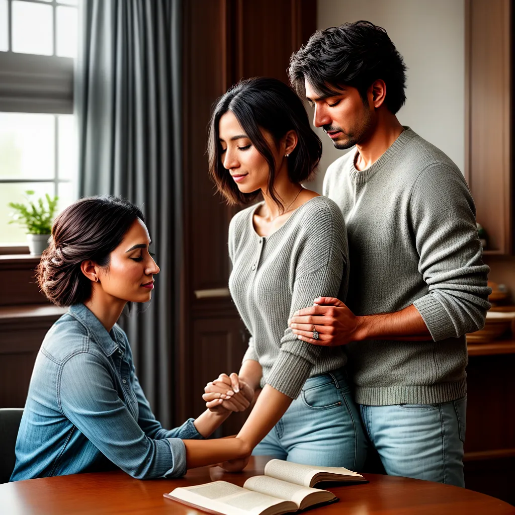 Fotos familia oracao luz biblia