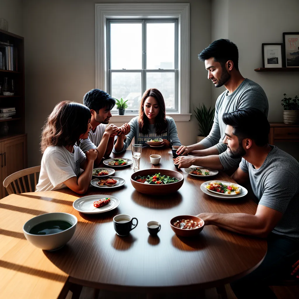 Como cultivar a paz e o amor na família cristã 6 Fotos familia orando mesa amor paz