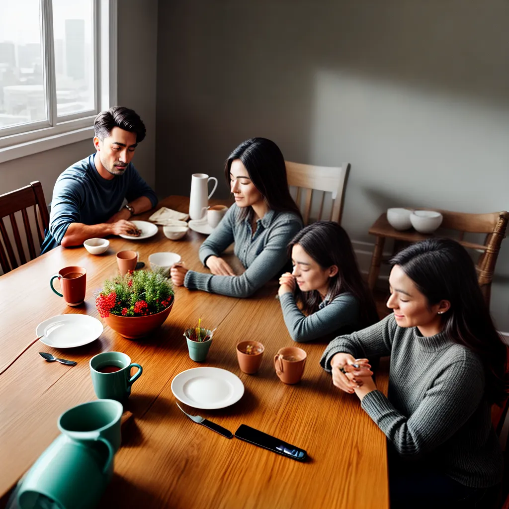Como fortalecer a fé em família através da oração 6 Fotos familia orando mesa uniao