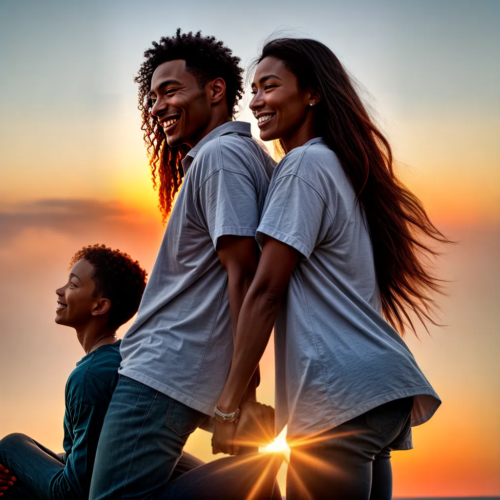 Como a felicidade pode ser uma ferramenta para fortalecer a fé em família. 9 Fotos familia por do sol fe alegria