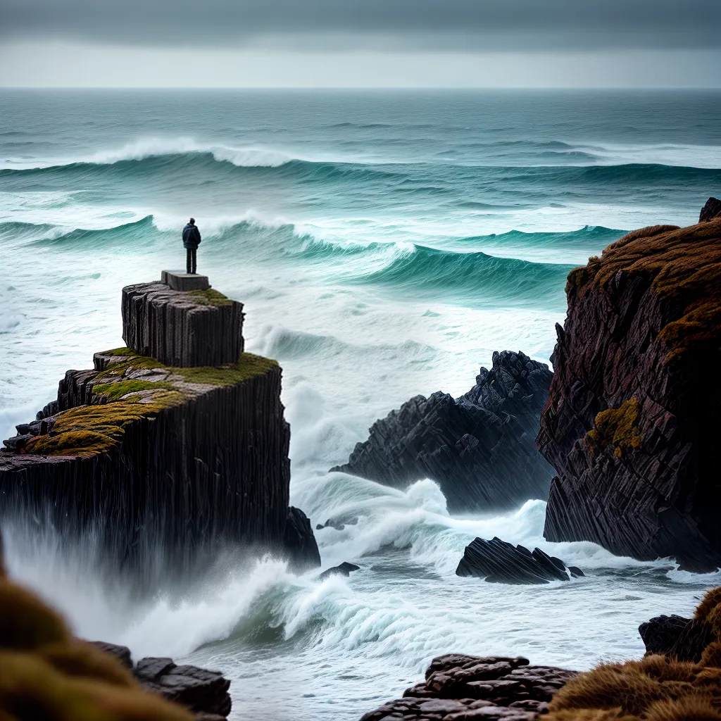Fotos fe pedra mar temporal