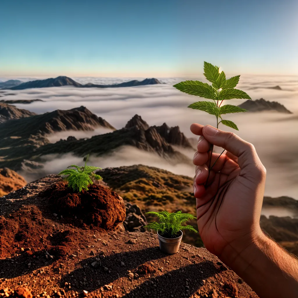 Fotos gratidao plantinha terra seca