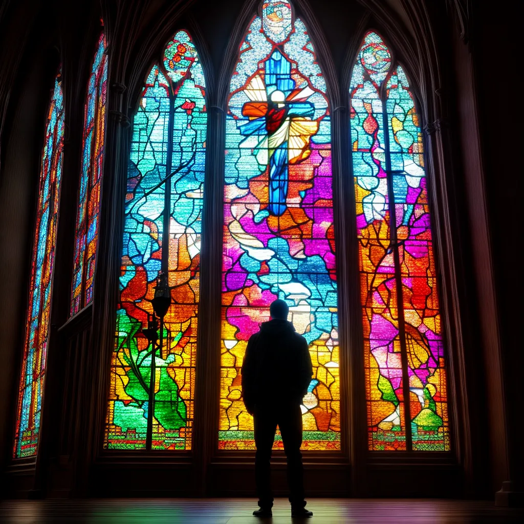A música como instrumento de conexão com Deus 9 Fotos janela vitrais silhueta guitarra oracao