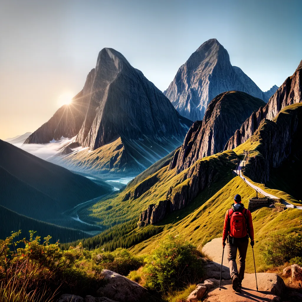 Fotos jornada montanha sol caminhada