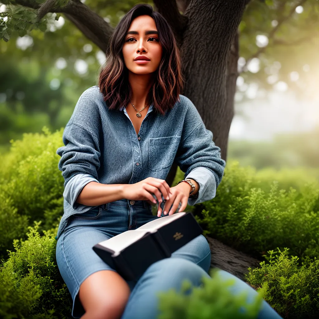 Fotos jovem leitura biblia jardim paz