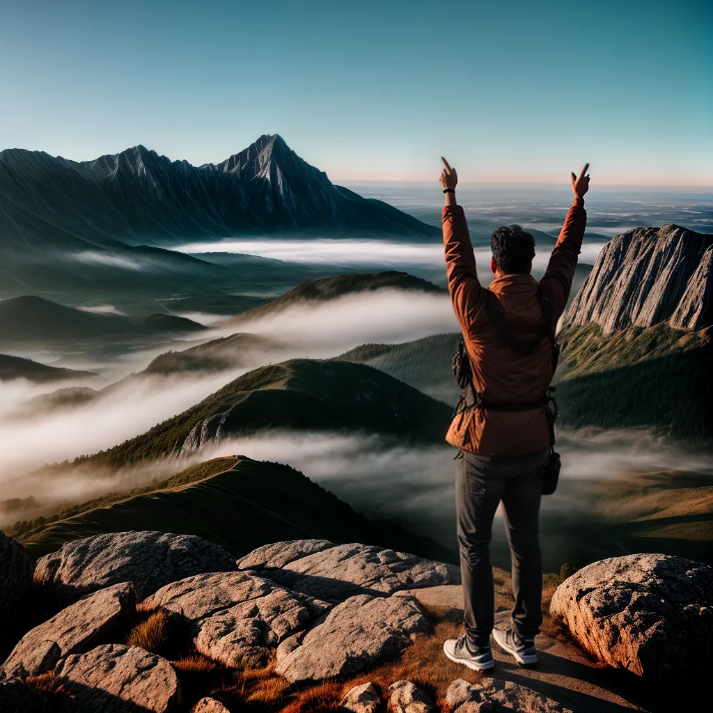 Fotos jovem montanha sol fe forca