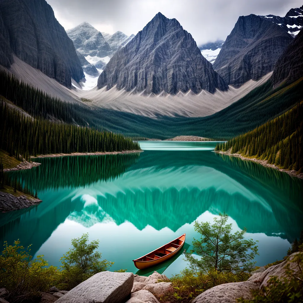 Fotos lago montanhas canoe serenidade forca