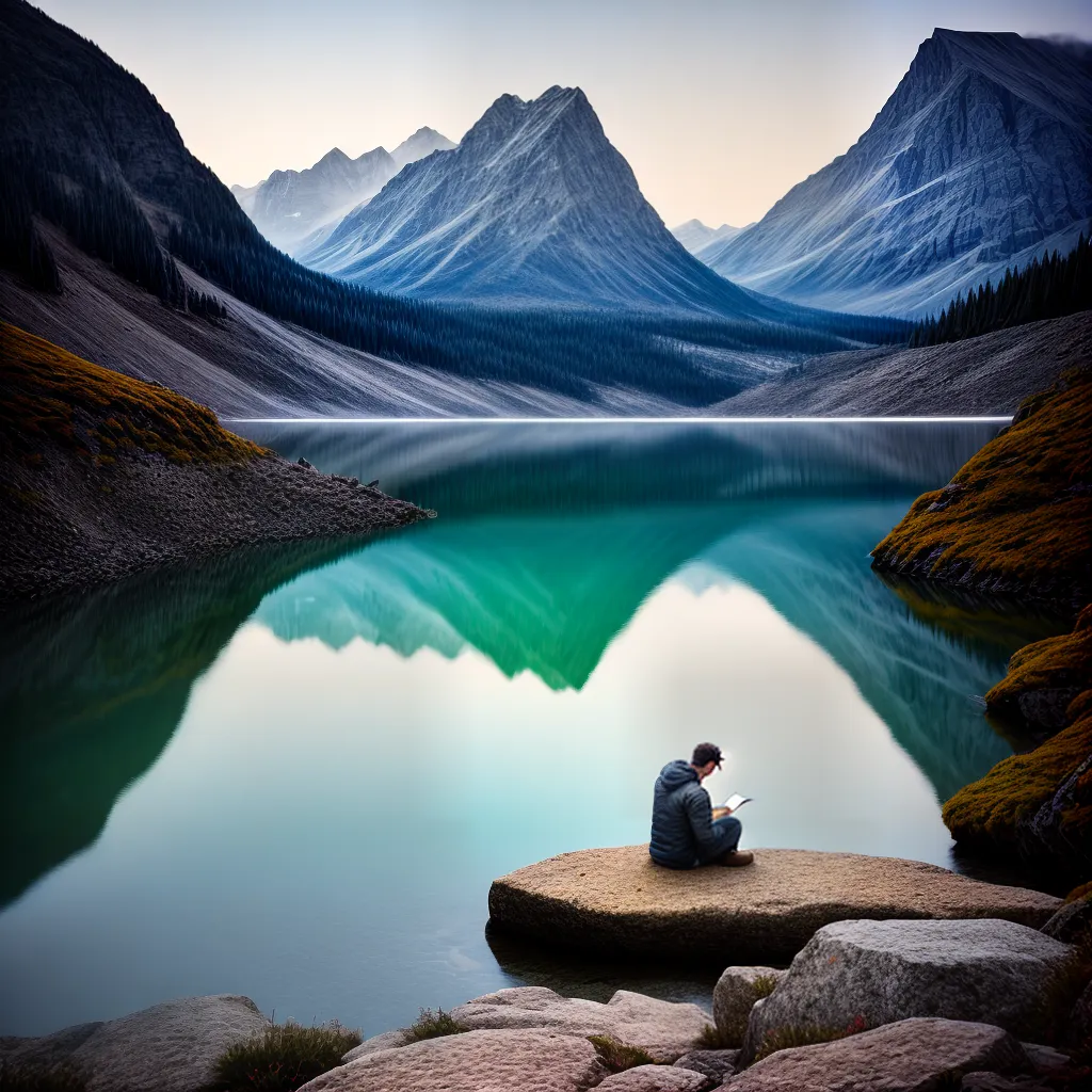 Fotos lago montanhas leitura biblia solace