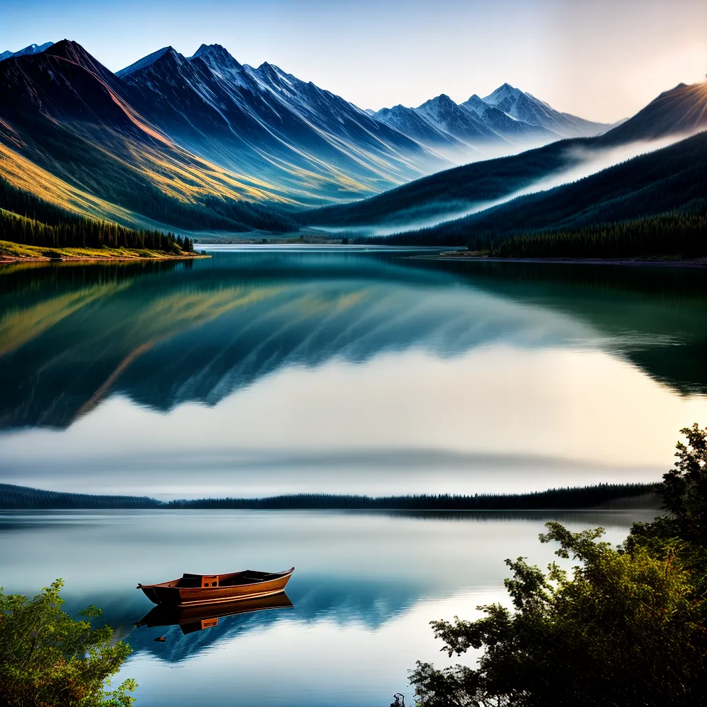 Fotos lago montanhas remo paz