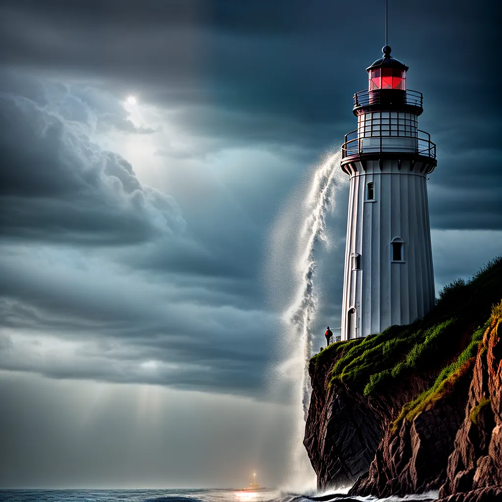 Fotos luz farol mar tempestade guia 1