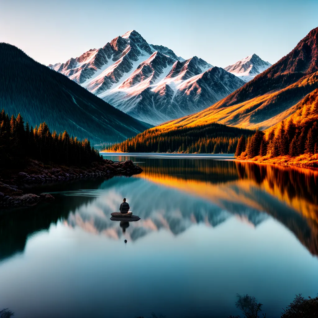 Fotos meditacao lago montanhas reflexo paz