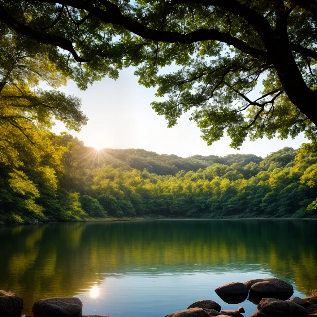 Fotos meditacao lago por do sol serenidade