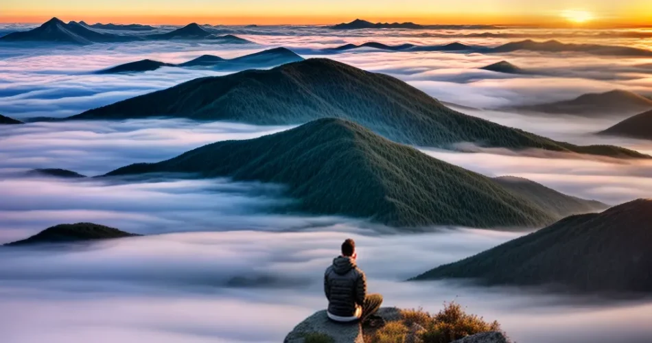 Fotos meditacao montanha amanhecer paz