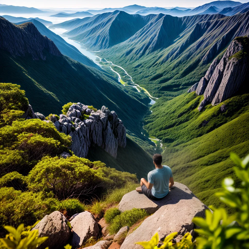 Fotos meditacao montanha ceu verde 3