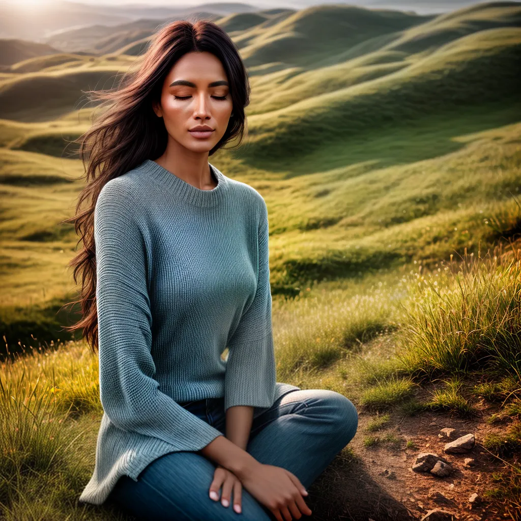 Fotos meditacao mulher serenidade sol