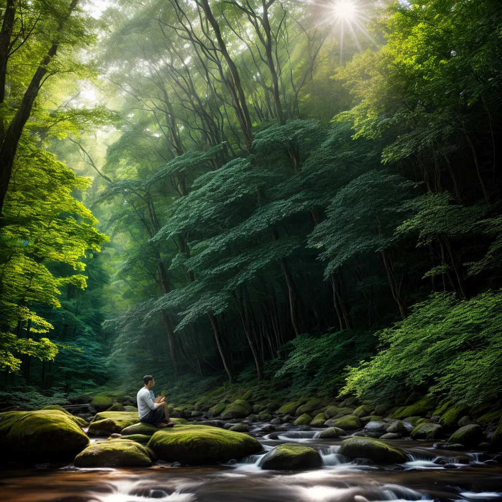 Autoconhecimento e fé: caminhos para o crescimento espiritual 7 Fotos meditacao natureza raios paz