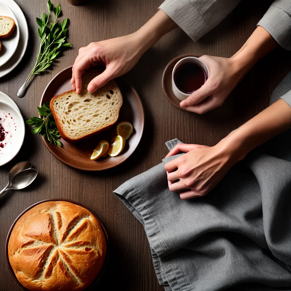 O que é a Eucaristia e por que ela é celebrada pelos cristãos 6 Fotos mesa comunhao pao vinho maos