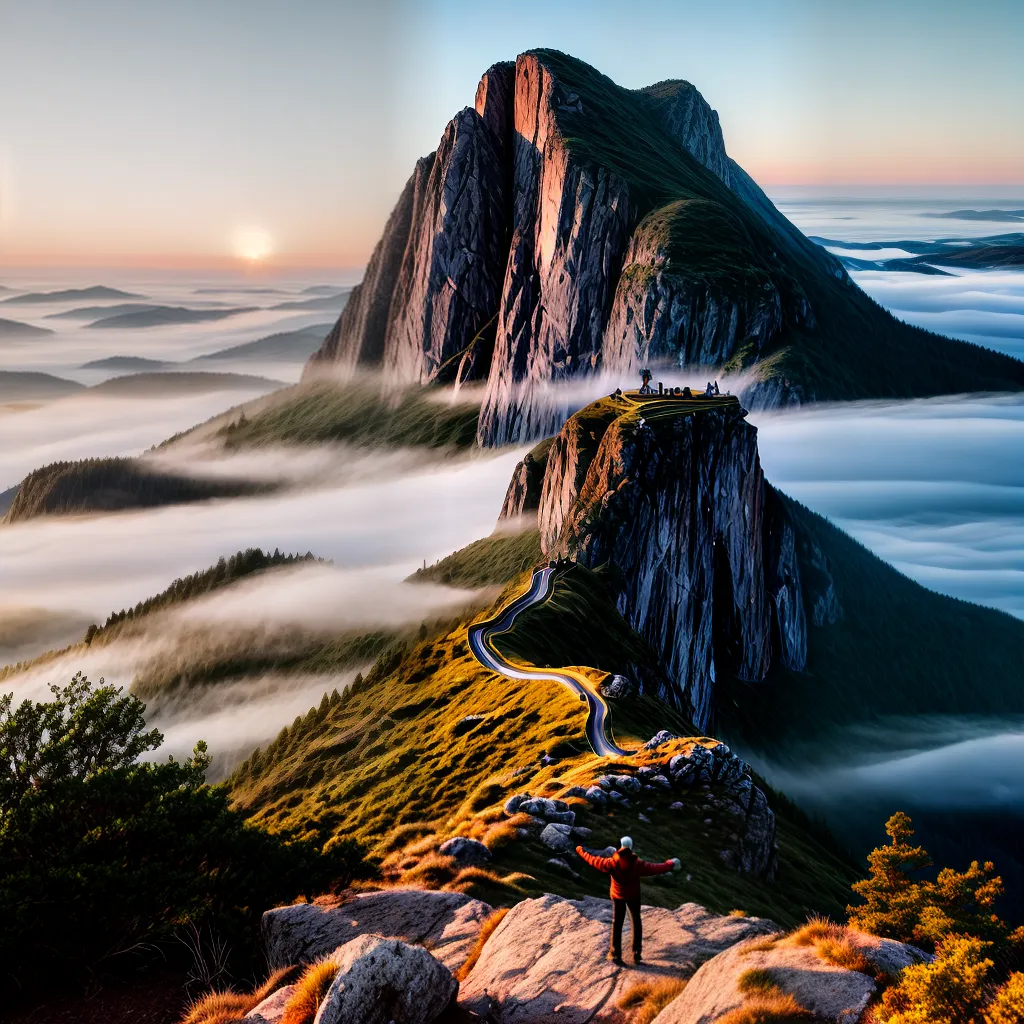 Fotos montanha forca espiritual bracos alto