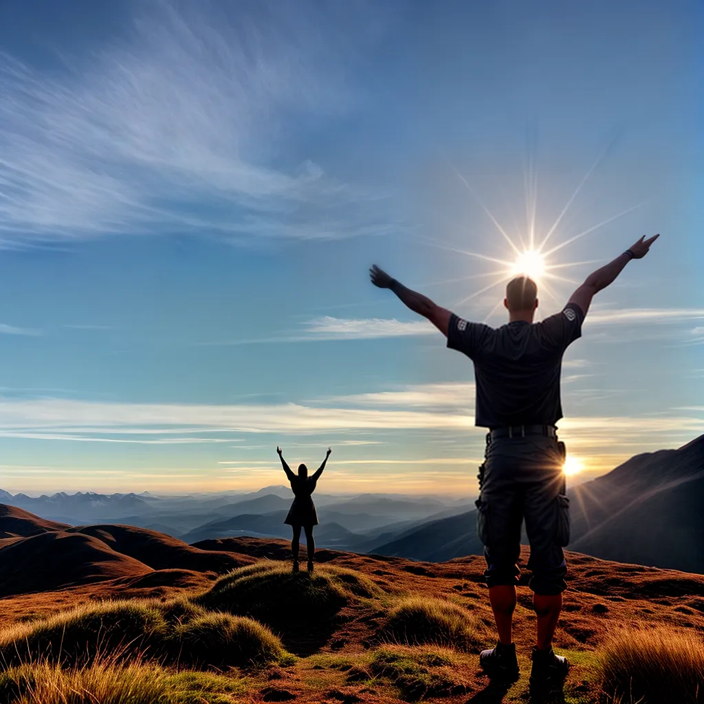 Fotos montanha silhueta sol paz