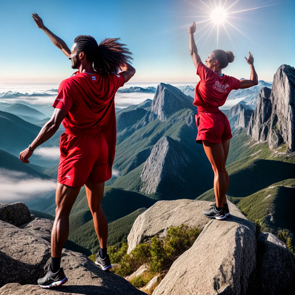 Fotos montanha sol bracos cima felicidade