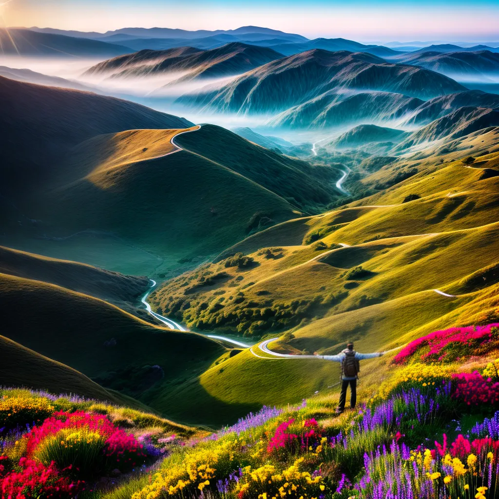 Fotos montanha sol flores luz felicidade