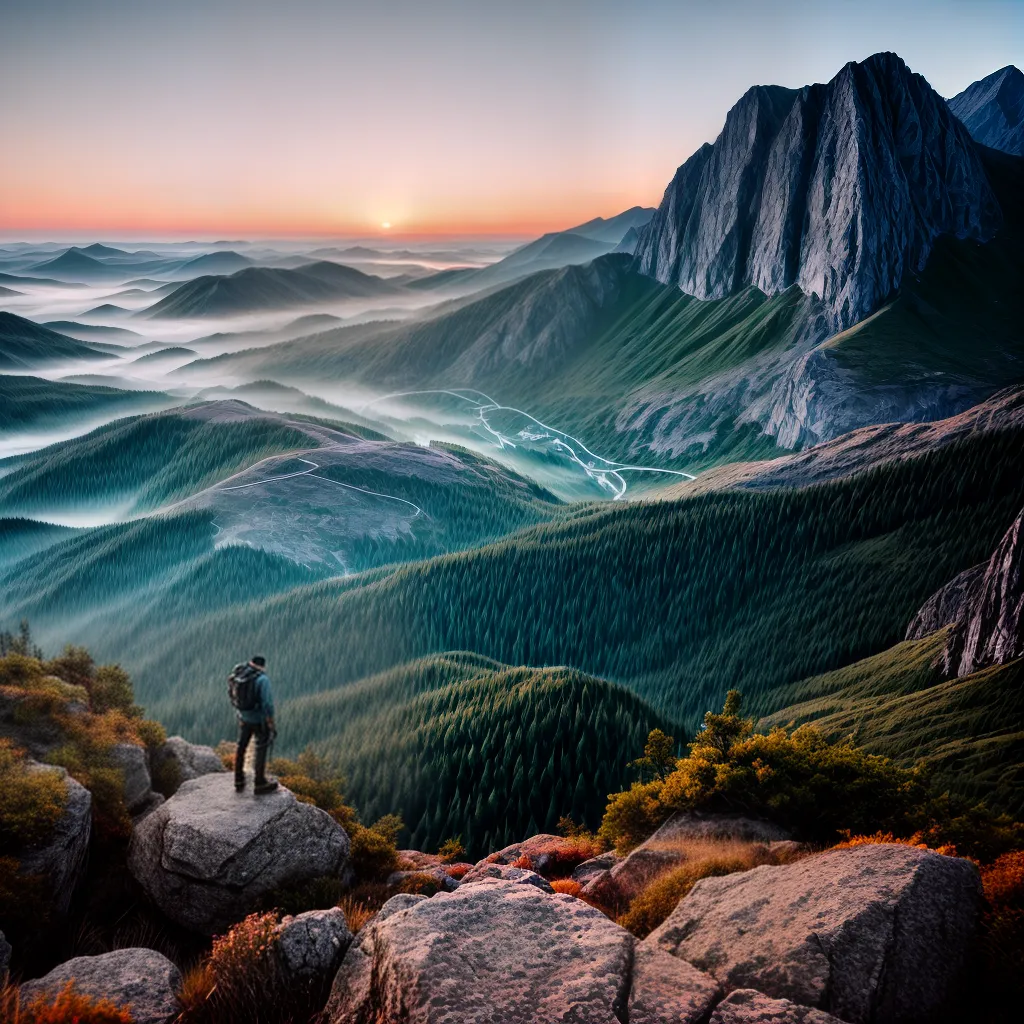 Fotos montanha sol nascente perspectiva