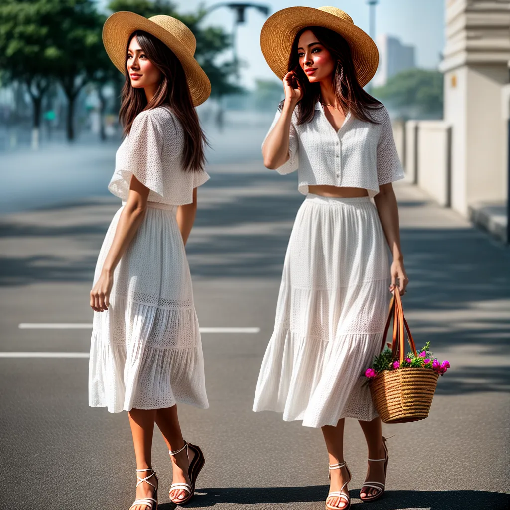 Vestindo a fé: como se vestir de forma modesta e estilosa 9 Fotos mulher saia midi blusa branca chapeu palha