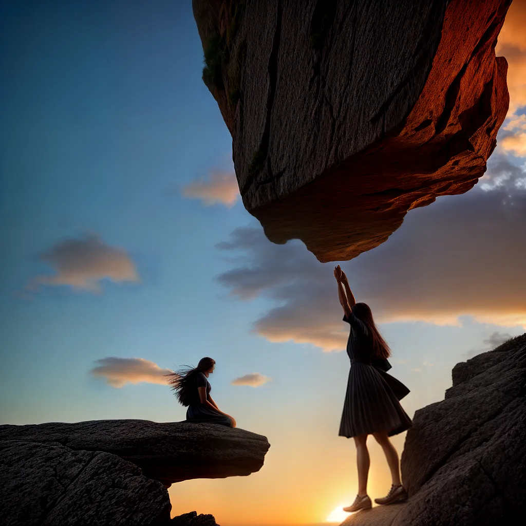 Fotos mulher vitoriosa silhueta por do sol